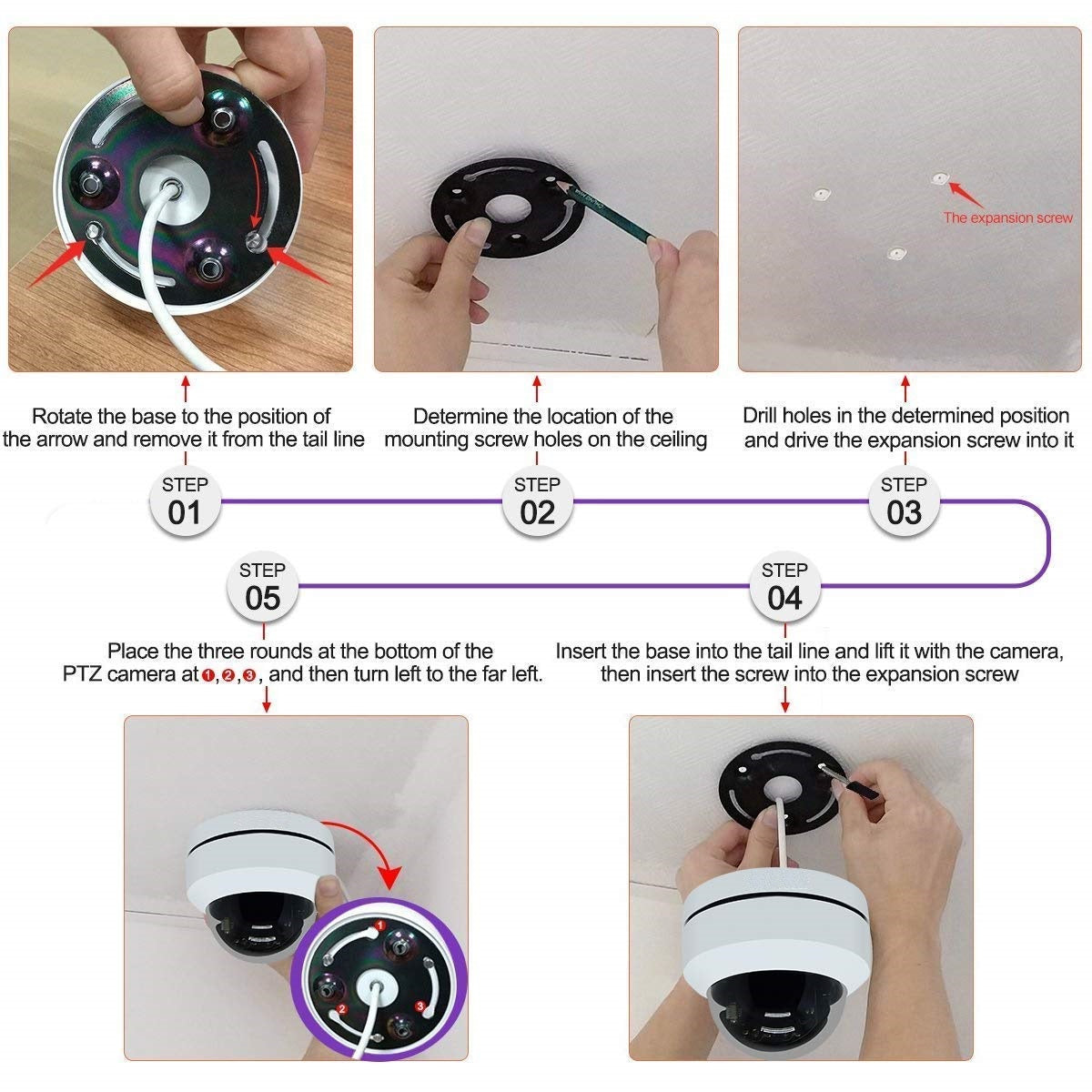 5MP Outdoor IP Dome Camera with Motorized PTZ function 2.8 to 12mm Lens 120ft. IR